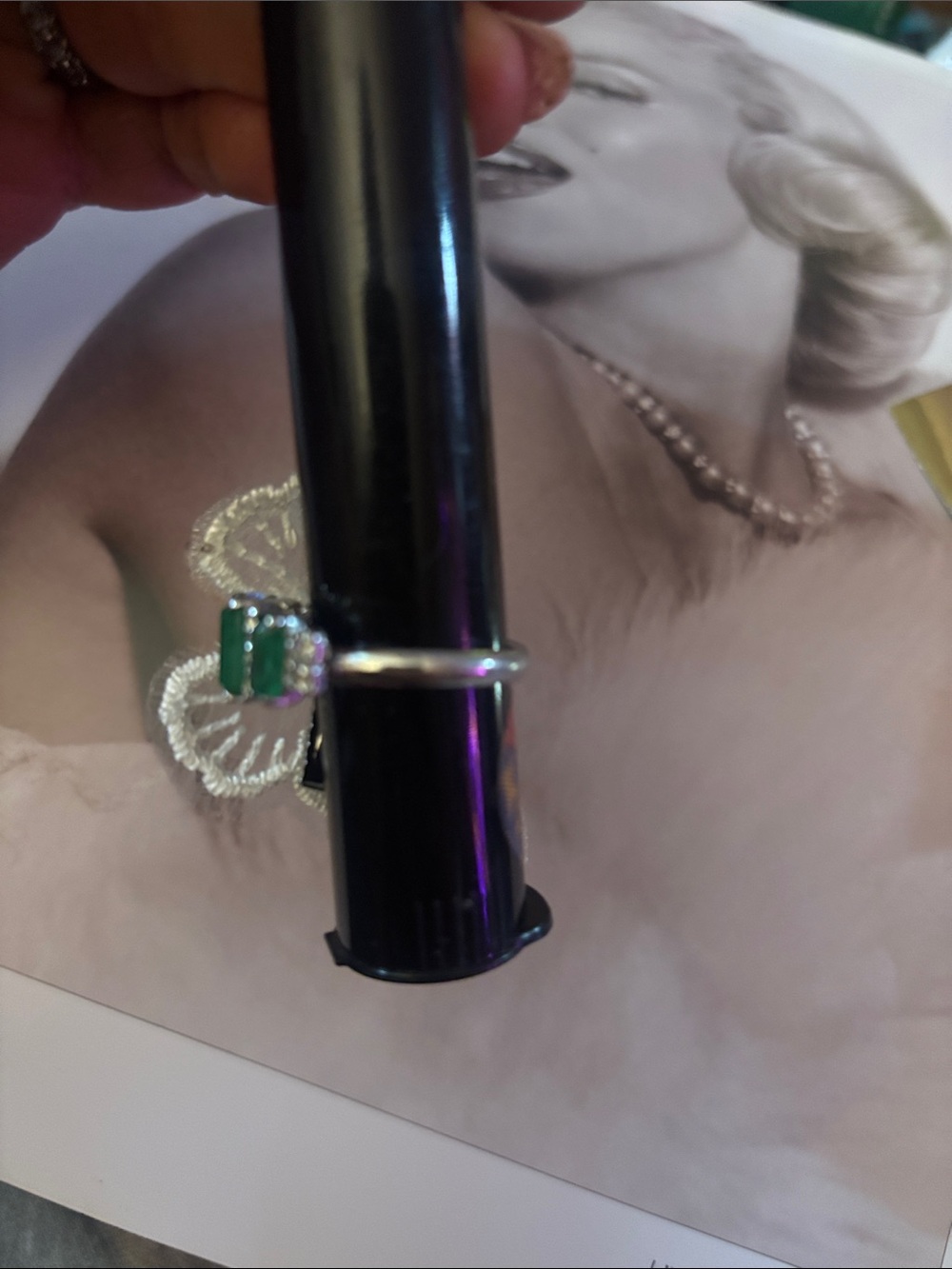Dior Green Crystal and Clear Accent Ring - Picture 2 of 4